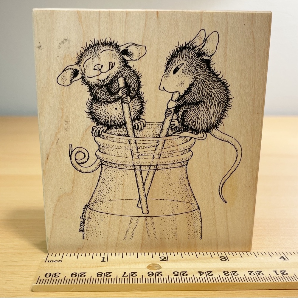 1998 House Mouse Rubber Stamp, Sharing A Drink